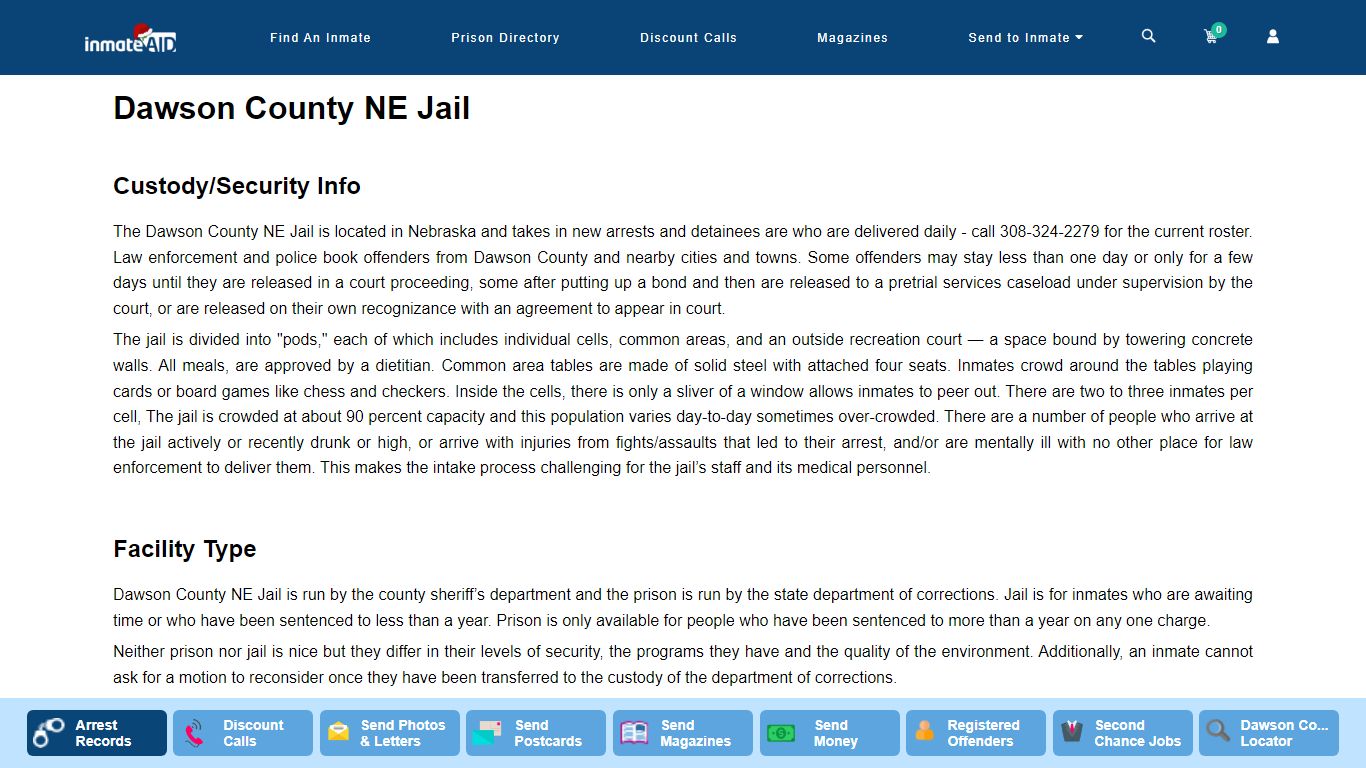 Dawson County NE Jail - InmateAid