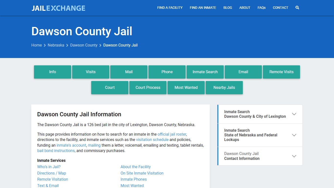 Dawson County Jail, NE Inmate Search, Information